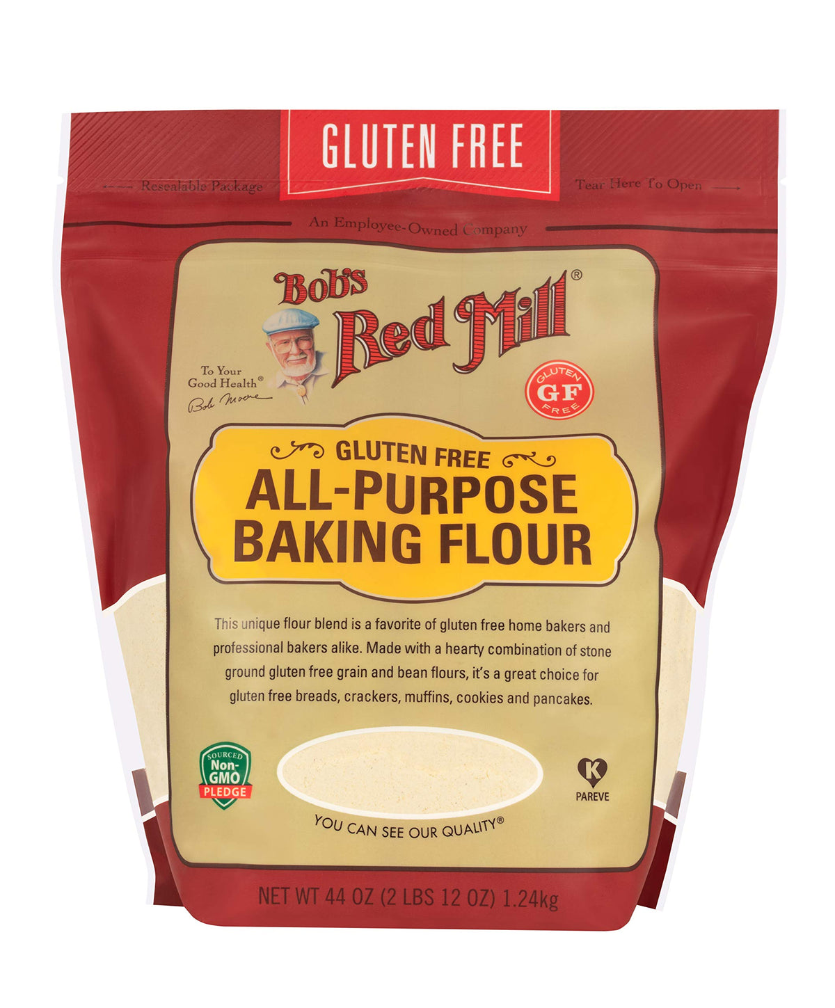 Bob's Red Mill 44 Ounce (Pack of 4) / Natural / Resealable Wheat Flours & Meals