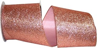 Reliant Ribbon Gala Glimmer 2 Wired Edge Ribbon, 4 Inch X 10 Yards, Rose Gold