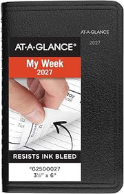 AT-A-GLANCE 2027 Appointment Book Planner, Weekly, 3.5 x 6", Pocket Size, Hourly, DayMinder, Black (G2500027)