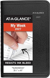 AT-A-GLANCE 2027 Appointment Book Planner, Weekly, 3.5 x 6", Pocket Size, Hourly, DayMinder, Black (G2500027)