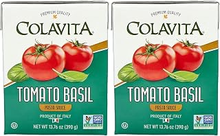 COLAVITA TOMATO BASIL PASTA SAUCE PREMIUM ITALIAN IMPORTED TOMATO SAUCE - 13.76 OUNCE - ECO-FRIENDLY TETRA CART - NON-GMO FROM ITALY (Pack of 2)