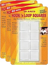 Miller Studio MIL3249W-3 Magic Mounts Hook 'n Loop 7/8-Inch Square Hook & Loop Fastener, White, 60 Sets Per Pack, 3 Packs
