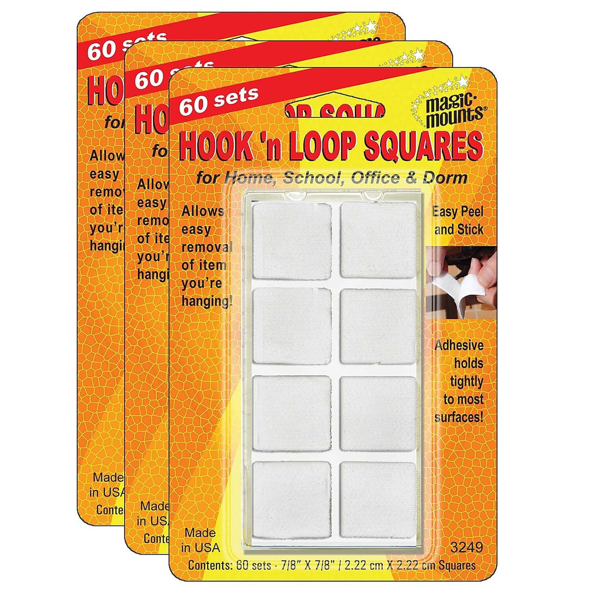 Miller Studio MIL3249W-3 Hook 'n Loop 7/8-Inch Square Hook & Loop Fastener by Magic Mounts – 7/8 inch, White, Pack of 180