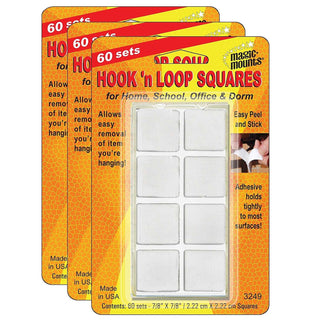 Miller Studio MIL3249W-3 Hook 'n Loop 7/8-Inch Square Hook & Loop Fastener by Magic Mounts – 7/8 inch, White, Pack of 180