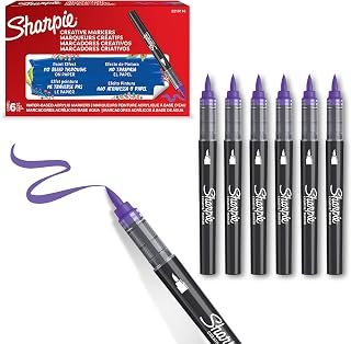 Sharpie Creative Marker Acrylic Paint Pens | Brush Tip Water-Based Paint Markers | Lilac | No-Bleed Ink Writes on Most Surfaces | School & Revision Supplies | 6 Count
