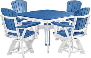 American Furniture Classics Model DS130BW-K Five Piece Square Dining Height Dining Set in Blue with a White Base, Made in the USA