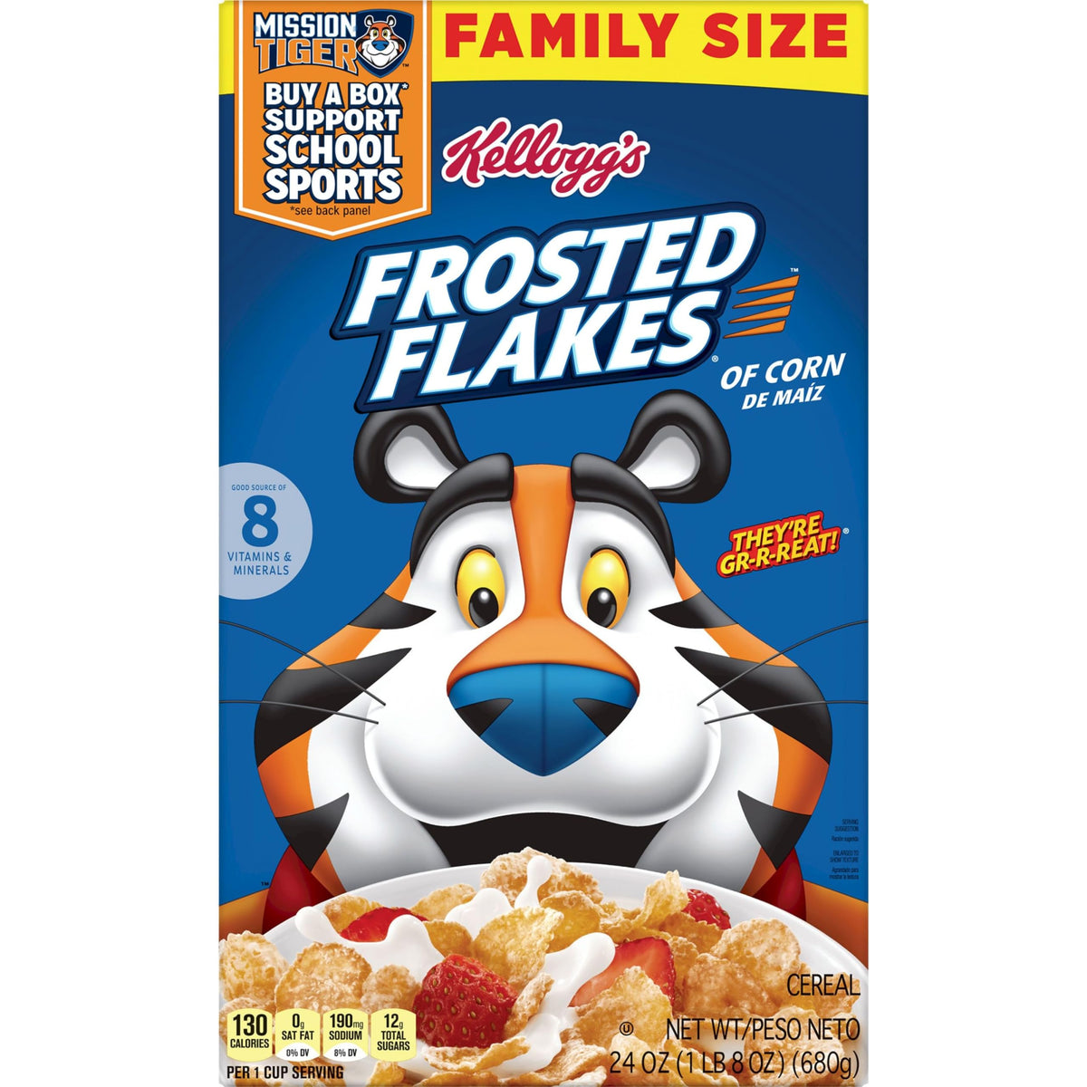 Kellogg's Frosted Flakes Original / 24 Ounce (Pack of 1) / BLUE Cold Cereal