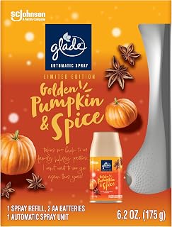 Glade Automatic Spray Refill and Holder Kit, Air Freshener for Home and Bathroom, Golden Pumpkin & Spice, 6.2 Oz