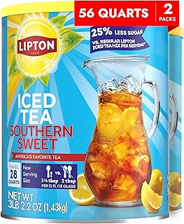 Lipton Reduced Sugar Lemon Iced Tea Mix, Makes 28 Quarts, Pack of 2