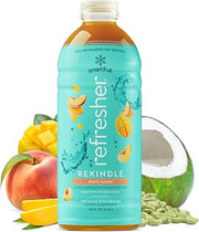Smartfruit Rekindle Refresher Concentrate - Peach Mango - Made with Real Fruit Juice, Just Add Ice and Water, No Added Sugar, Coconut Water, Natural Energy, 1 bottle makes 16 drinks - 48oz
