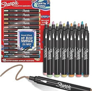 Sharpie Creative Marker Acrylic Paint Pens | Earth Tones | Water-Based Paint Markers | No-Bleed Ink Writes on Most Surfaces | Bullet Tip | School & Revision Supplies | Assorted Colours | 12 Count