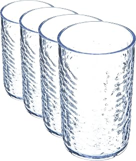 Carlisle FoodService Products Pebble Optic Pebble Tumbler Plastic Tumbler for Restaurants, Catering, Kitchens, Plastic, 10.9 Ounces, Clear (Pack of 4)