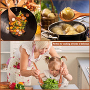 Mooues Teak Wooden Utensil Set, 9 Piece Natural Wood with Holder and Rest