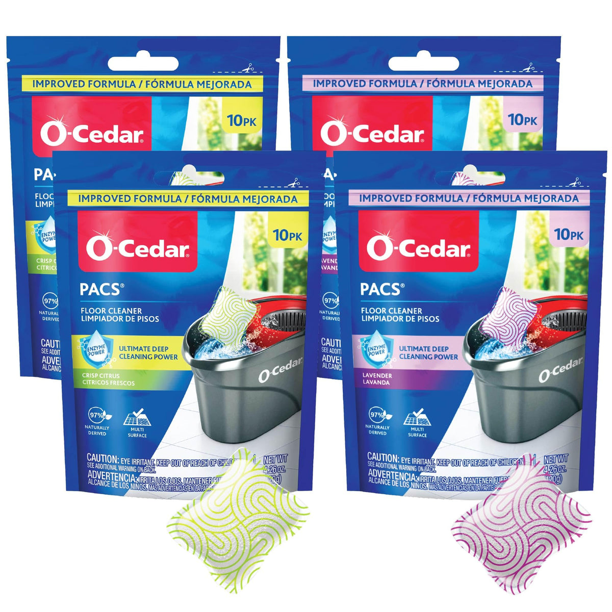 O-Cedar Lavender & Citrus / 10 Count (Pack of 4) / 2 Packs (Variety Pack) Floor Cleaners