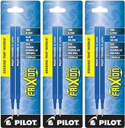 Pilot, FriXion Ball Gel Ink Refills for Erasable Pens, Fine Point 0.7 mm, Pack of 6 (3 Packs of 2), Blue