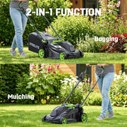 40V 17 in Electric Lawn Mower Combo with String Trimmer and Leaf Blower by Steelite – Forest Green, Model AZDG512+AZDG308-1-NEW