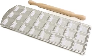 PADERNO World Cuisine 24 Piece Ravioli Maker with Rolling Pin, Gray