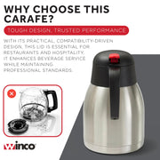 Winco 50.7 Ounces / Stainless Steel, Black / Modern Carafes