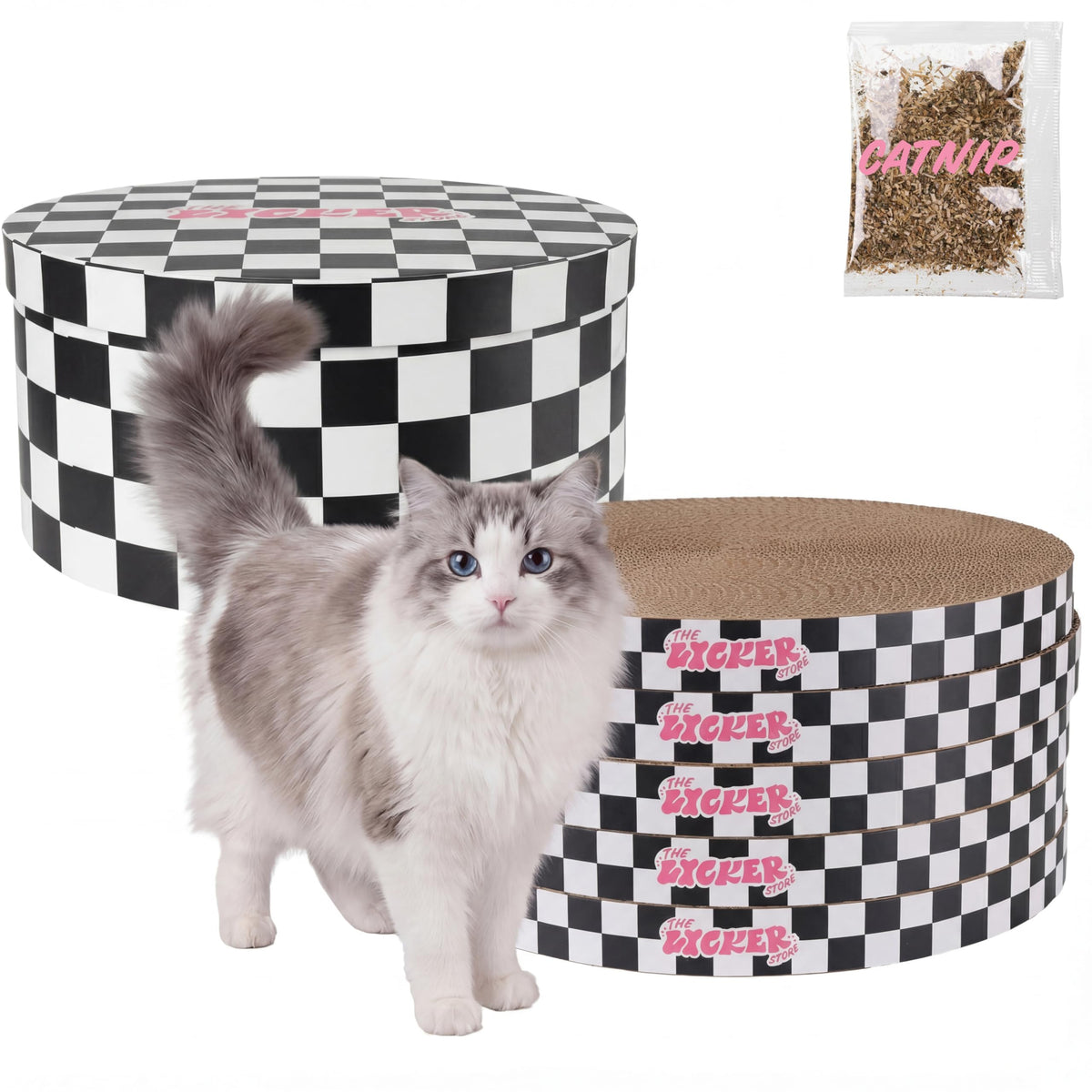 THE LICKER STORE Checker Black/White / 12" / Modern;Mid-Century;Classic;Transitional;Traditional;Cottage;Casual Scratching Pads