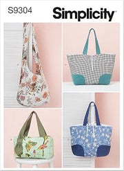 Simplicity S9304 Bags Sewing Pattern, Hobo Bag, Handbag & Tote Bags, One Size