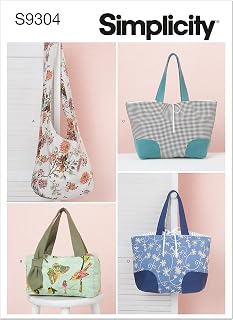Simplicity S9304 Bags Sewing Pattern, Hobo Bag, Handbag & Tote Bags, One Size