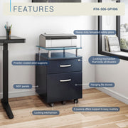 2‑Drawer Rolling File Cabinet with Lock by Techni Mobili – Regular, Glass, Graphite, Model RTA-S06-GPH06