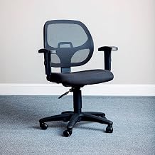 Task Chair with Mesh Back and Fabric Upholstered Seat by Global Industrial – 16.5"H x 17.75"W x 18.5"L, Plastic, Black, Model A2813TM1+22A4