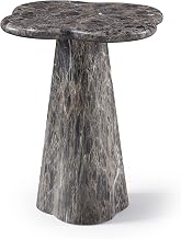 Meridian Furniture 955Brown-ET18 Nola Collection Art Deco Indoor/Outdoor Concrete End Table in a Marble Finish, 16" W x 16" D x 18.5" H, Brown