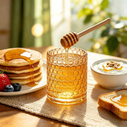 QFkris Crystal Honey Pot with Dipper, Champagne, 1 Piece
