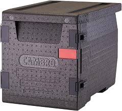 GoBox Insulated Lightweight Thermal Hot Box and Food Pan Carrier (EPP300 - Holds Three 4 Inch Pans) - Hotbox and Food Warmer for Catering & Transport - Front Load (Gray) by Cambro