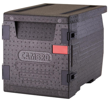 GoBox Insulated Lightweight Thermal Hot Box and Food Pan Carrier (EPP300 - Holds Three 4 Inch Pans) - Hotbox and Food Warmer for Catering & Transport - Front Load (Gray) by Cambro