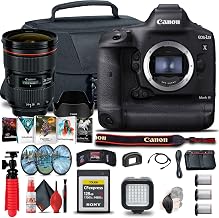 Canon EOS-1D X Mark III Camera with EF 24-70mm Lens & Photo Software Bundle | For Photography & Video | DSLR Camera + LED Light + 128GB CFexpress Memory Card + Filter Kit + Case + Battery (3829C002)