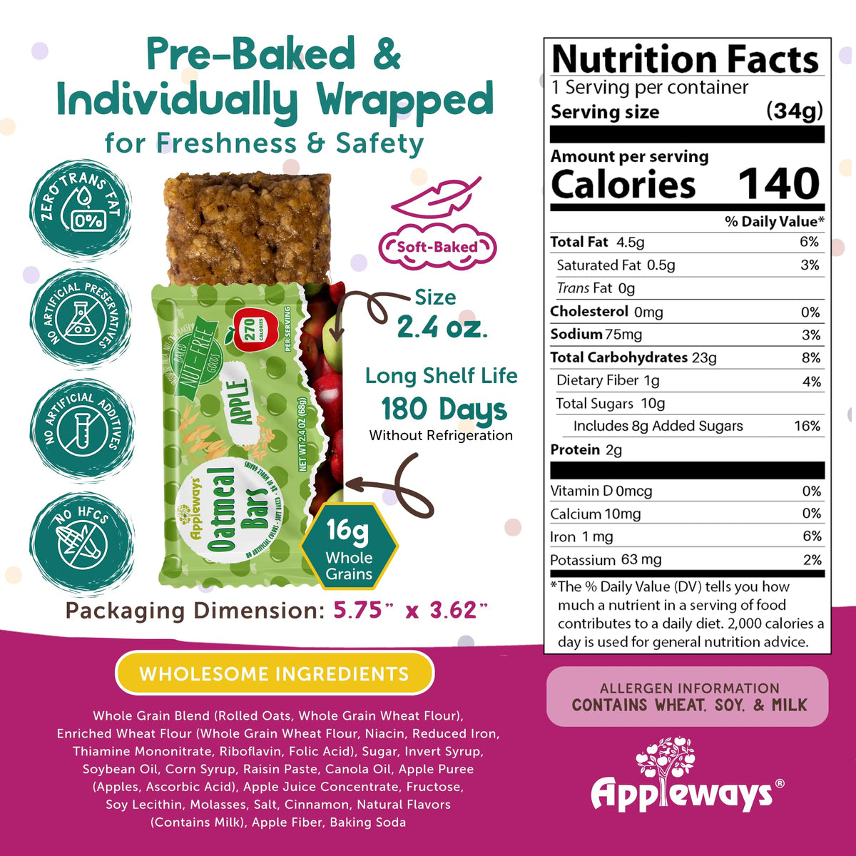 Appleways Apple / 2.4 Ounce (160 Count) / 160 Whole Grain