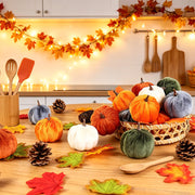 Super Holiday Velvet Pumpkins, 15 Pack, Assorted Autumn Colors