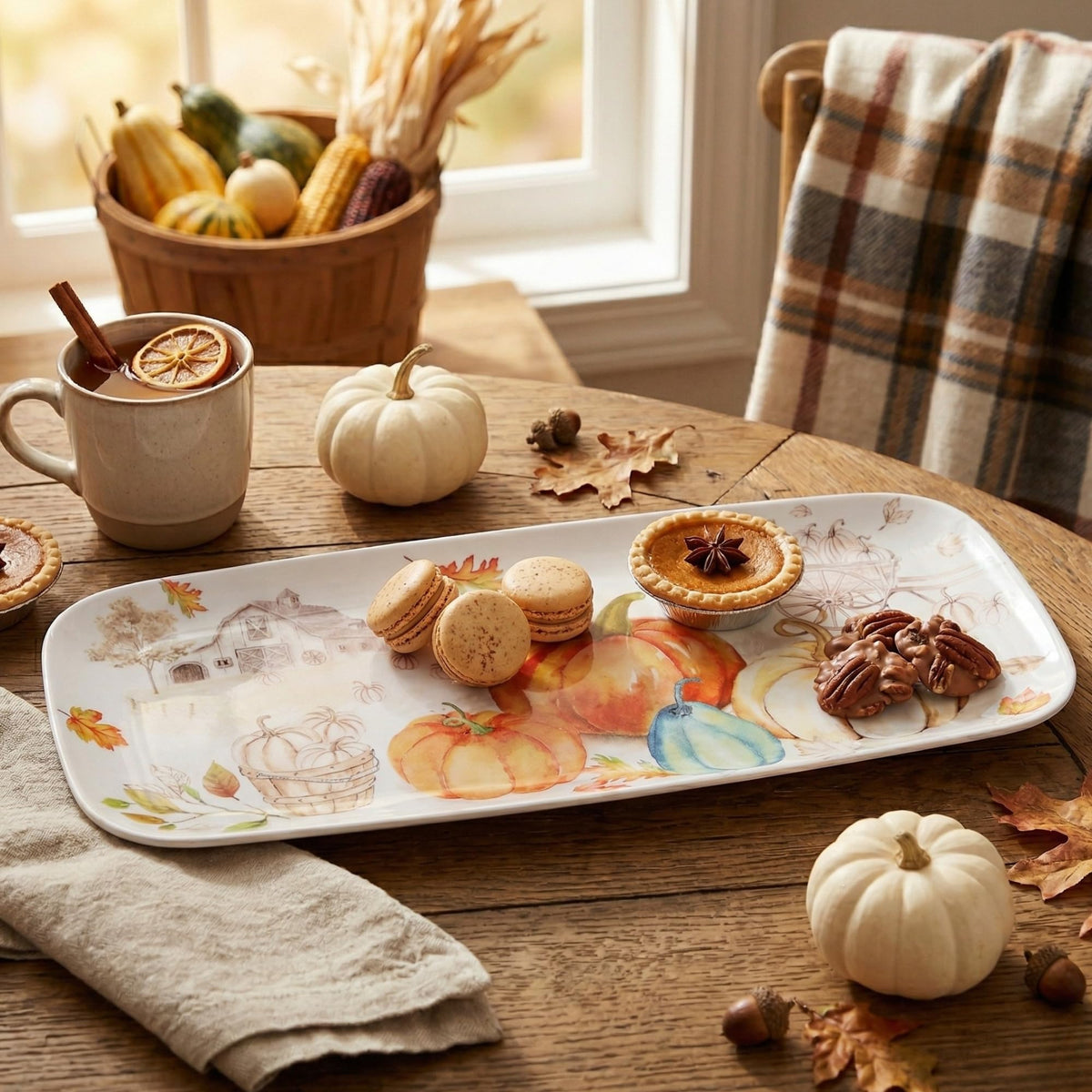 UP Melamine Serving Tray, Pumpkin Season Design, 15 x 6.5 Inch