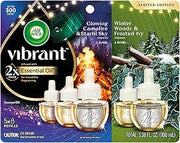 Air Wick Vibrant Plug-In Scented Oil Refills, 5 Count, Glowing Campfire & Winter Woods, Air Freshener, Essential Oils