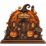 Emotional Uplifting Halloween Pumpkin House, Wood and Acrylic, Pumpkin House