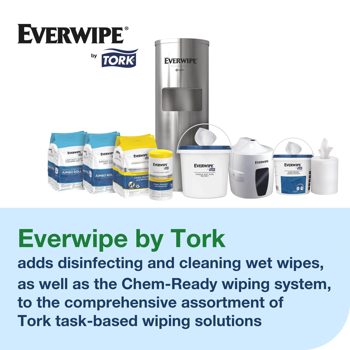 Everwipe by Tork Disinfectant Wipe Jumbo Rolls White – 2 x 800 wipes, 192821