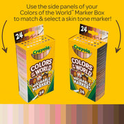 Colors of the World Markers 24 Count by Crayola – 24 Count (Pack of 1), Plastic, Multi, Model 587810