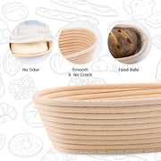 Doyolla Bread Proofing Basket Set, 10 Inch Oval, Set of 2 with Liners