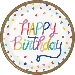 Creative Converting Birthday Confetti Happy Birthday Paper Plates, 8 Count