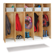 5 Section Hanging Locker Without Bins by Jonti-Craft – 60.5" x 48" x 15", Aluminum, Natural Wood, Model 9137JC