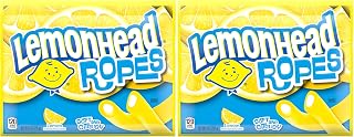 LEMONHEAD Ropes, Candy, Lemon, Tart and Citrusy, Soft and Chewy, 9 oz (Pack of 2)