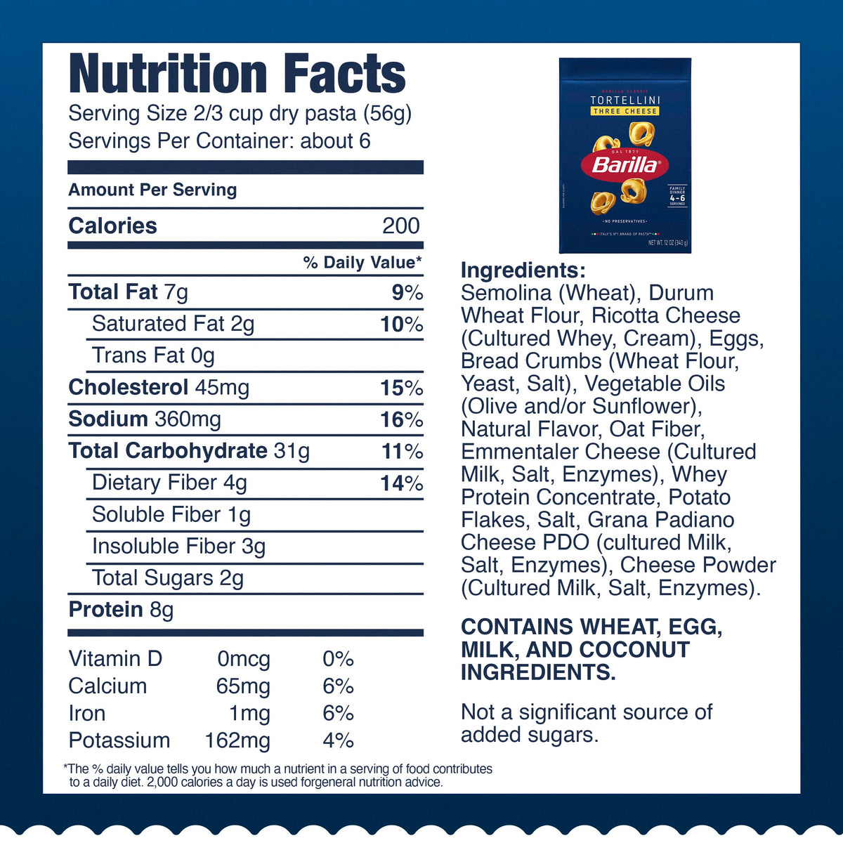Three Cheese Tortellini Pasta by Barilla – 12 Ounce (Pack of 8), Pack of 4