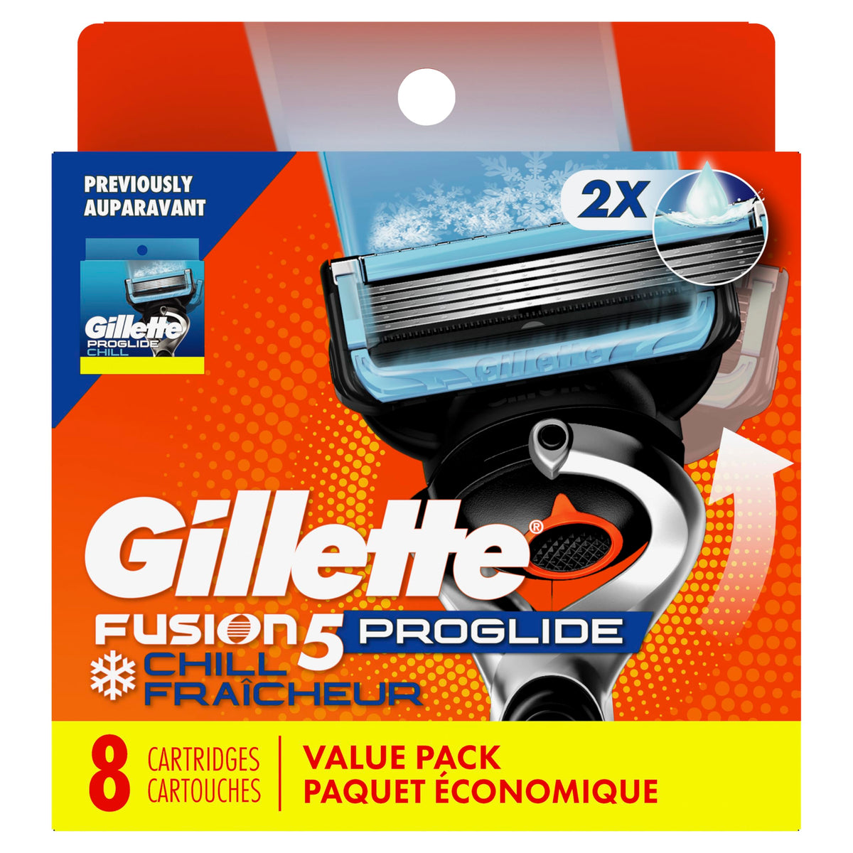 ProGlide Chill Razor Refills for Men by Gillette – 8 Count (Pack of 2), Proshield Chill, Pack of 2, Model 47400656178