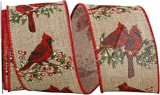 Reliant Ribbon 92768W-750-40F Cardinal Perch Linen Wired Edge Ribbon, 2-1/2 Inch X 10 Yards, Natural