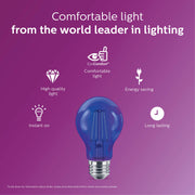 LED A19 Party Bulbs: Filament Glass by PHILIPS – 6 Count (Pack of 1), Glass, Blue, Model 538231