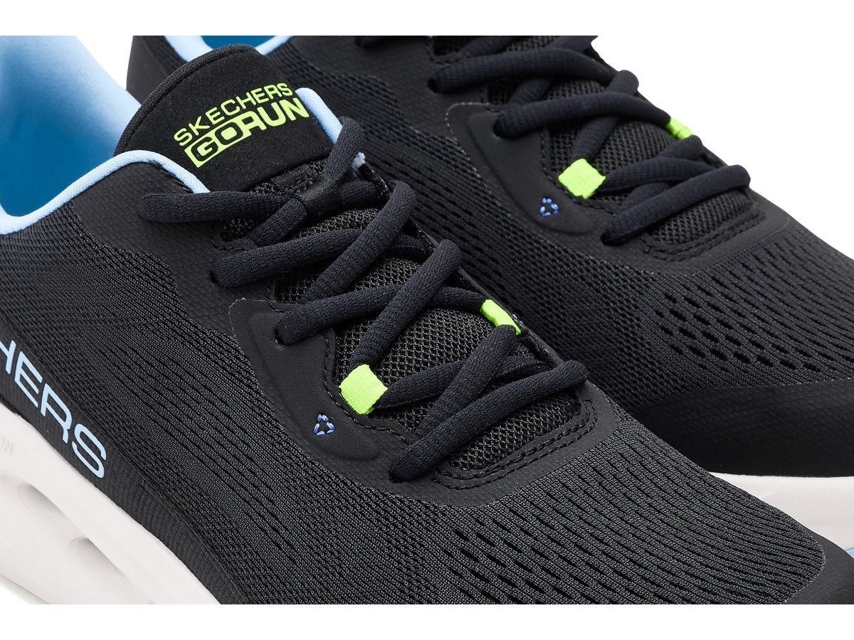Women's Max Cushioning Glide Step Fairmont Sneaker by Skechers – 9, Mesh, Black/Blue, Model 129407