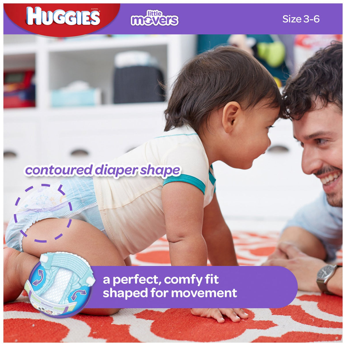 Little Movers Diapers - Size 3-28 ct by HUGGIES – Size 3, Cotton, White, Pack of 28, Model KC-843
