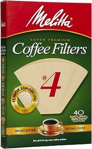 Melitta Cone Coffee Filters, Natural Brown, No. 4, 40 ct Filters